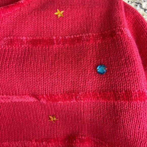 NWT Quacker Factory Red Ramie Christmas Cardigan Velvet Sweater Reindeer Small - Picture 7 of 10